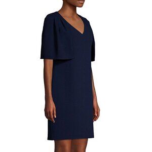 Trina Turk 'Tropical' Cape-Sleeve Tie-Back Crepe Dress, Indigo